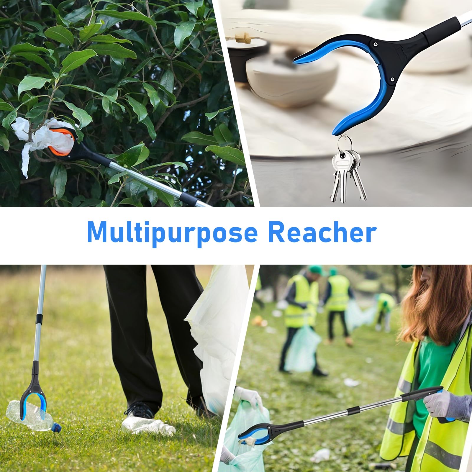 6er Set Faltbare Greifzange 82 cm – Aluminium Müllzange mit 360° Magnetspitze & Rutschfestem Griff Aufhebehilfe für Senioren, Garten, Haushalt