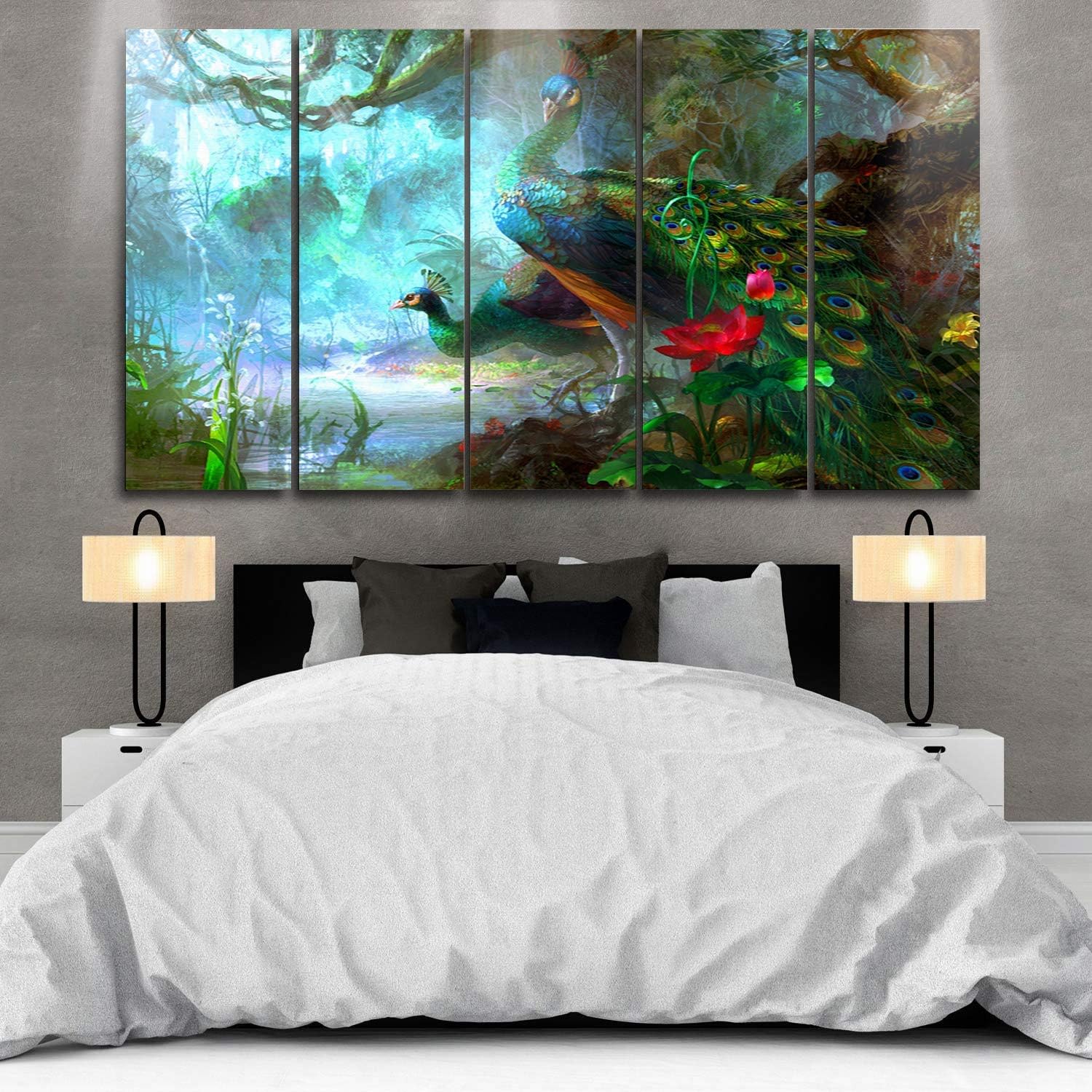 Product Deal EZON-CH Canvas Wall Art Animal Prints -Two Peacocks Walk in Forest,5 Panel Modern Wall Art Ready to Hang Modern Artwork Living Room Office Wall Decoration (16x40 inchx5) Creative Product EZON-CH Canvas Wall Art Animal Prints -Two Peacocks Walk in Forest,5 Panel Modern Wall Art Ready to Hang Modern Artwork Living Room Office Wall Decoration (16x40 inchx5)