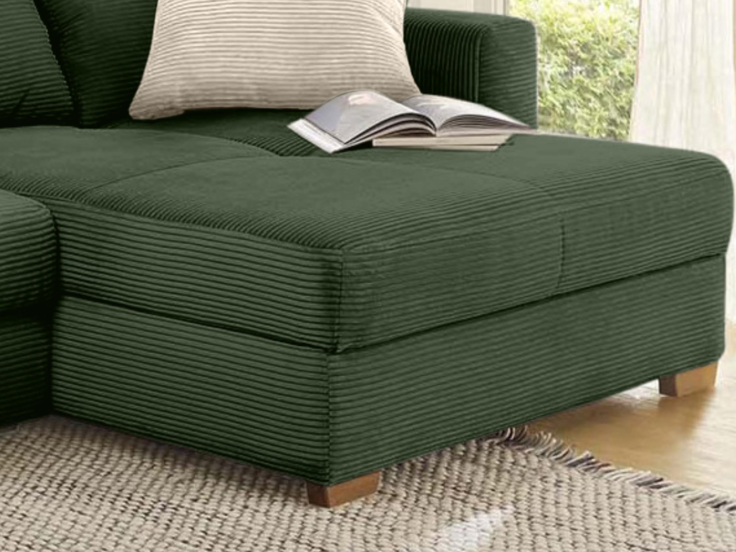luma-Home 15156/ Ecksofa-Dauerschläfer mit Federkernpolsterung, Grün