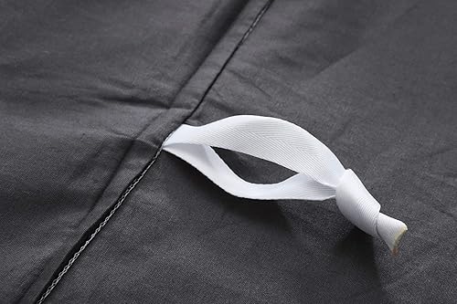 Miniatura 4 de Funda de edredón de 100% algodón para manta con peso, 60 x 80pulgadas, con 8 lazos, cierre en el lado largo, color gris oscuro, no incluye relleno