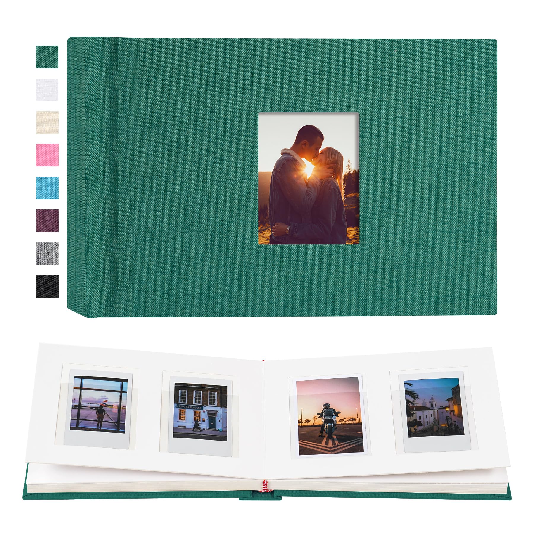 Rseozr Instax Mini Photo Album with Writing Space, 56 Pockets, Green