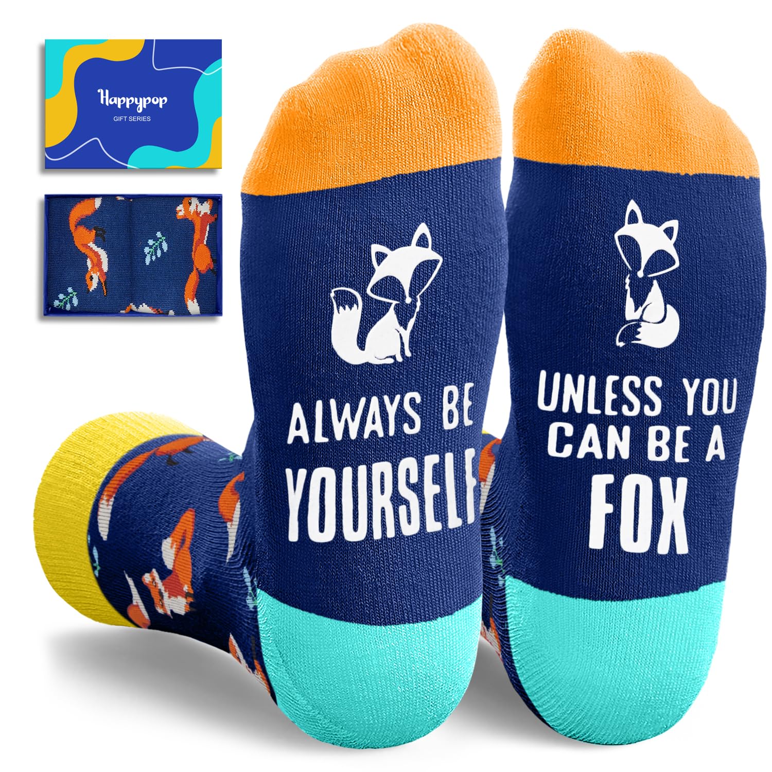 HAPPYPOP Funny Socks for Men Women - Sloth Gifts, Fox Socks, Stocking Stuffers for Teen Girls Boys