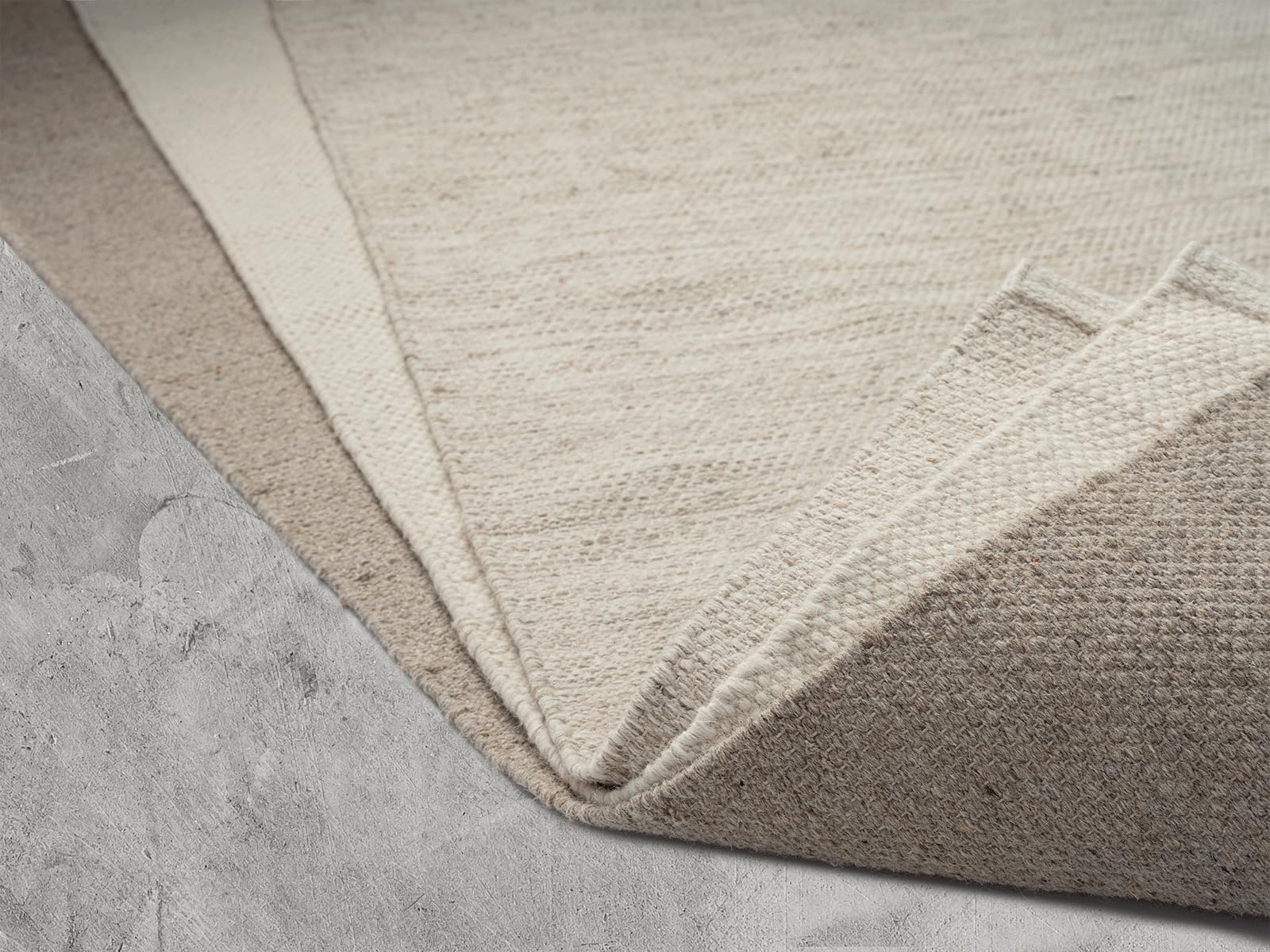 the carpet Boho Natur Wool Tappeto in lana intrecciato a mano in un look boho scandinavo naturale, fatto a mano per uno stile unico, beige crema, 120 x 170 cm