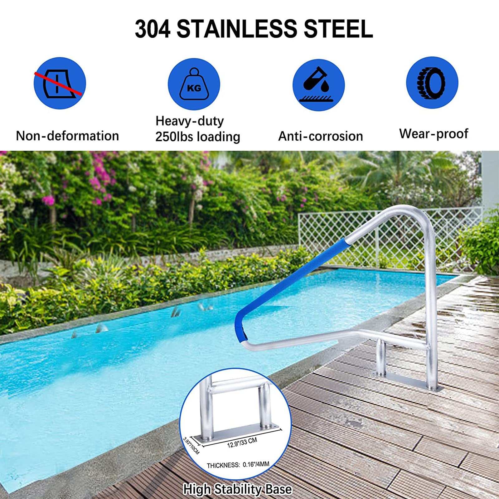 Escalera para Piscinas sobre el Suelo con pasamanos, escalones para Piscina hacia la Cubierta, barandilla para Piscina, Escalera de Seguridad Ajustable para Piscina, Accesorios para Bar en l