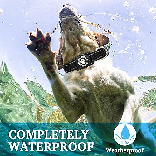 Miniatura 2 de OKVSKO Airtag - Collar para perro, collar de nailon con soporte impermeable para AirTag, collar luminoso reflectante ajustable para mascotas para