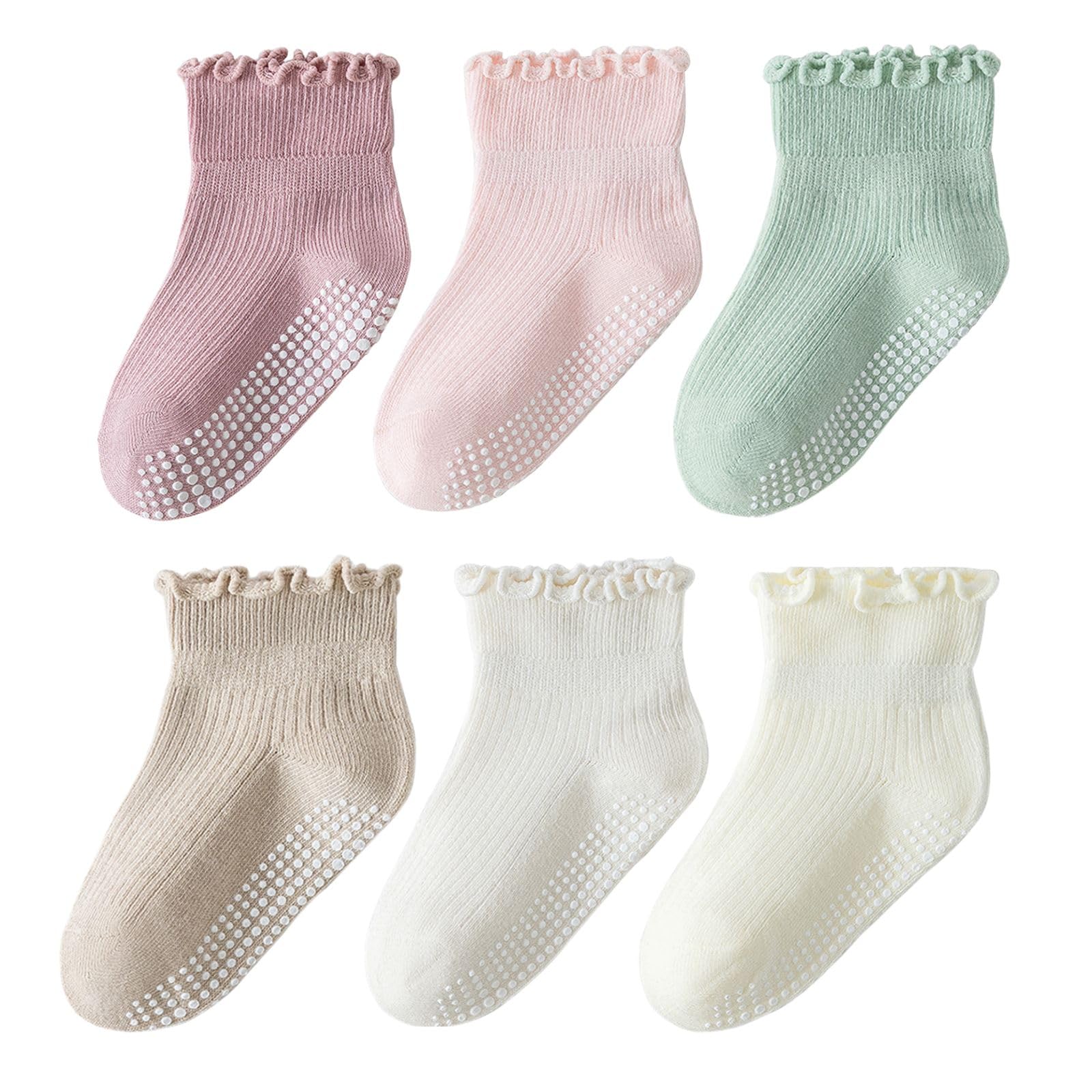 ANYANIME Toddler Socks Ruffle for Girls Baby Grip Socks Non Slip Cute Frill