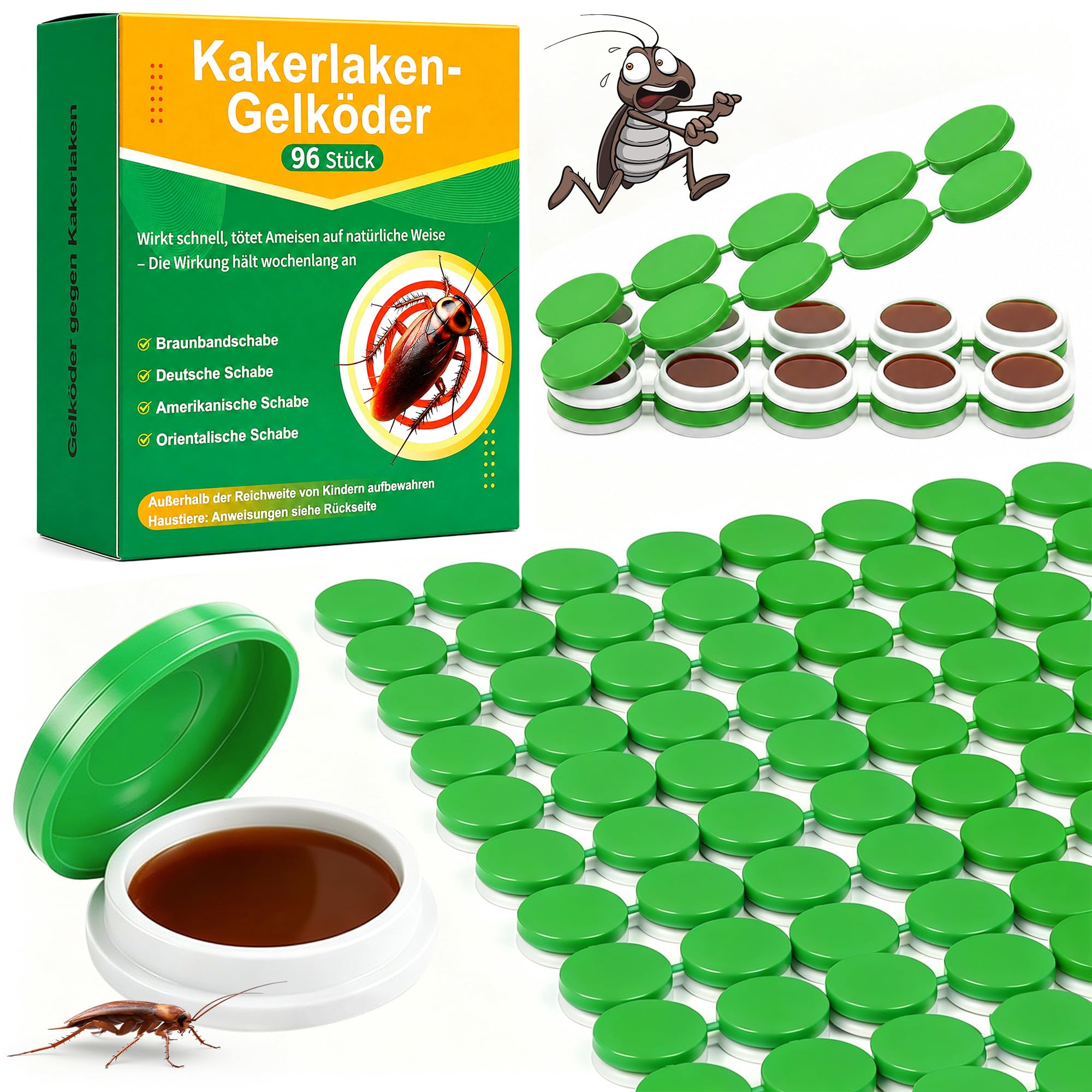 96Pcs Cockroach Bait for Indoor Outdoor Use, Roach Repellent for Roach Nest, Ready to Use