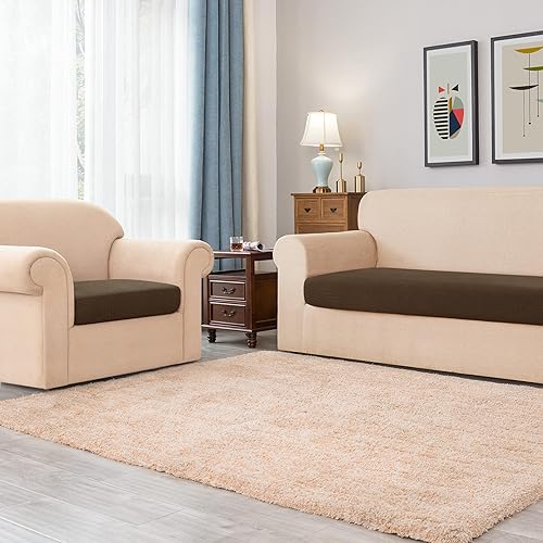 Miniatura 6 de Ouka Funda de cojín elástica para sofá, funda de cojín para asiento de sofá, protector de cojín reversible, protector de cojín suave para sofá