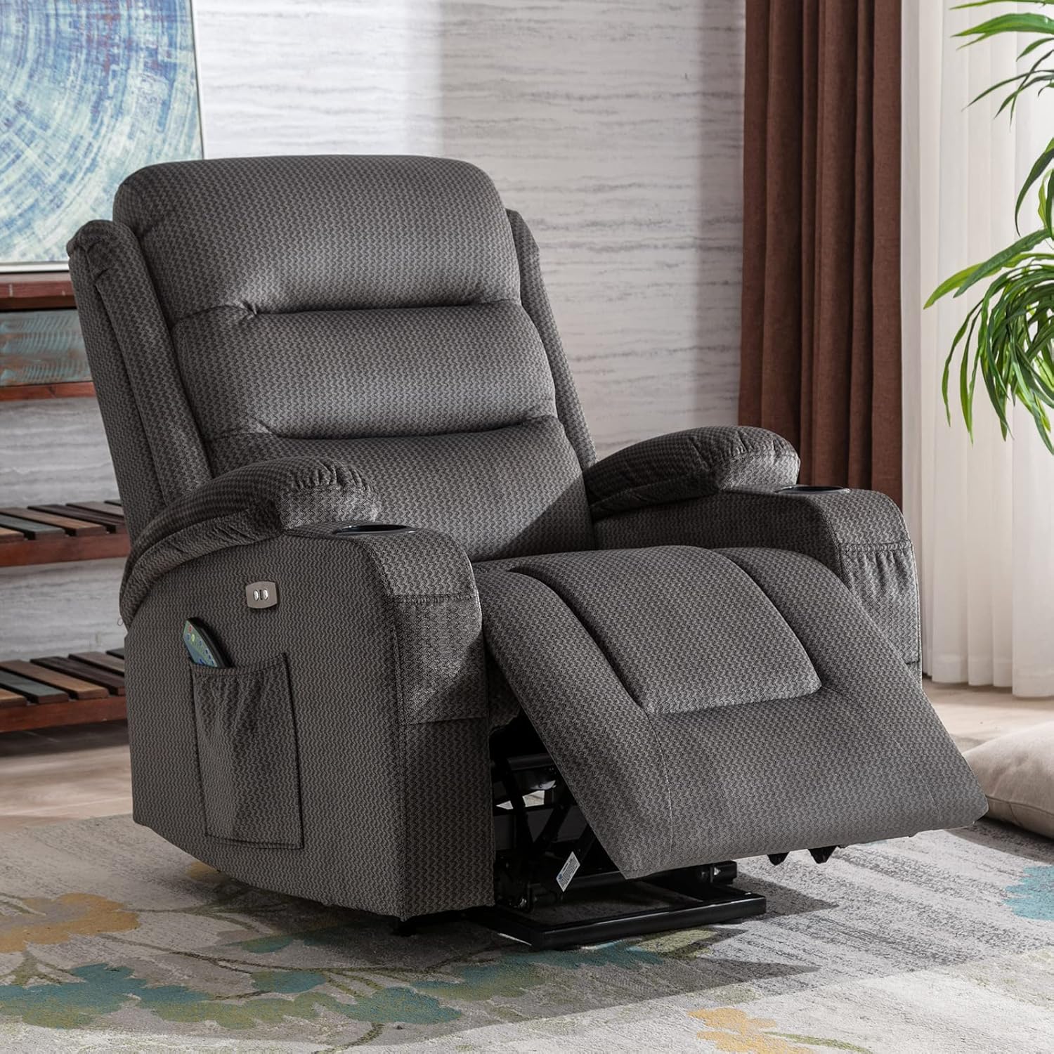 Lift Chair, Power Lift Recliner Chair for Elderly with Massage and Heat, Electric Power Lift Recliner Chair for Living Room with USB Port, 2 Cup Holders, 4 Pockets, Infinite Position