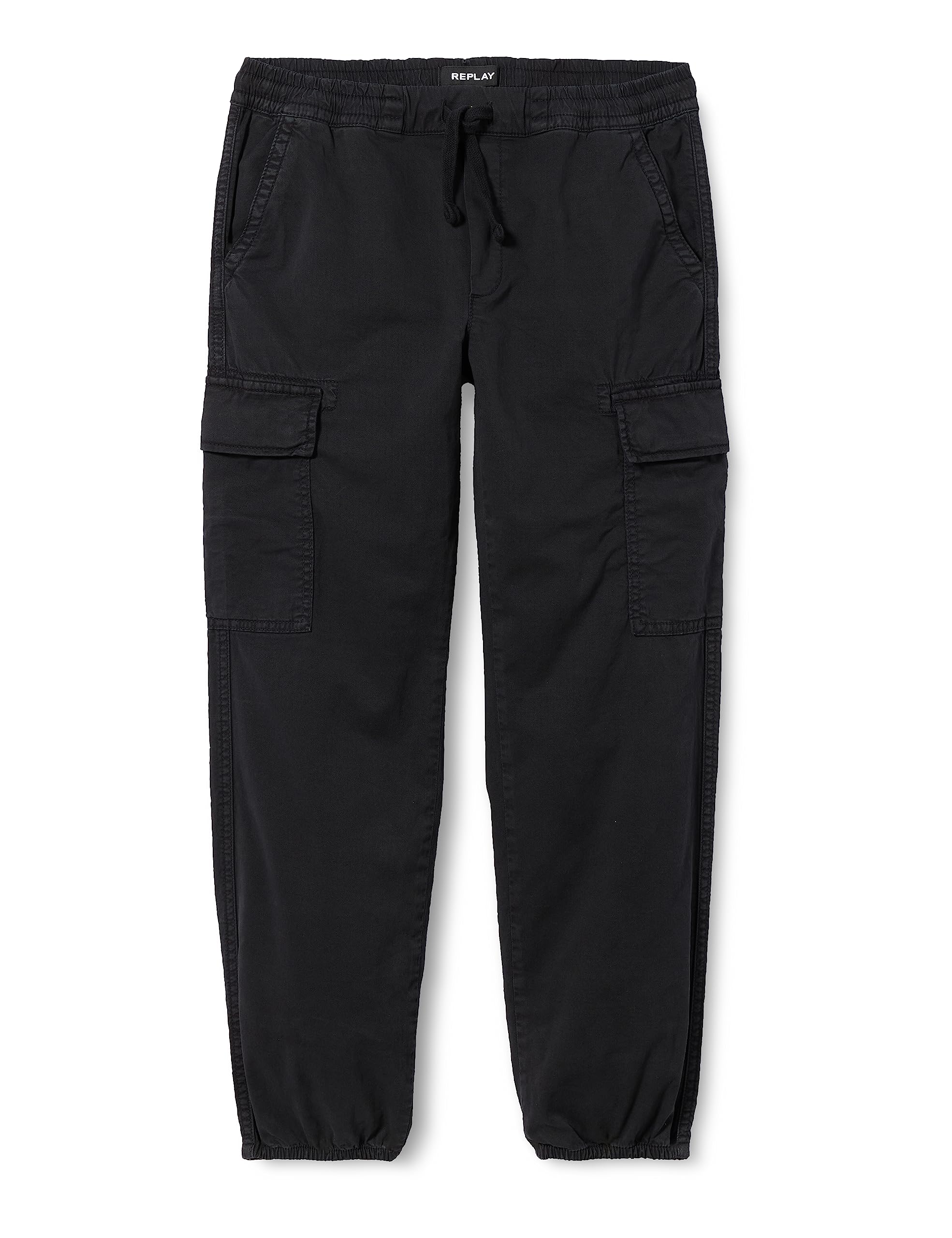 Replay Girls Cargo Pants with Drawstring, Black 098 (Black), 10 Years