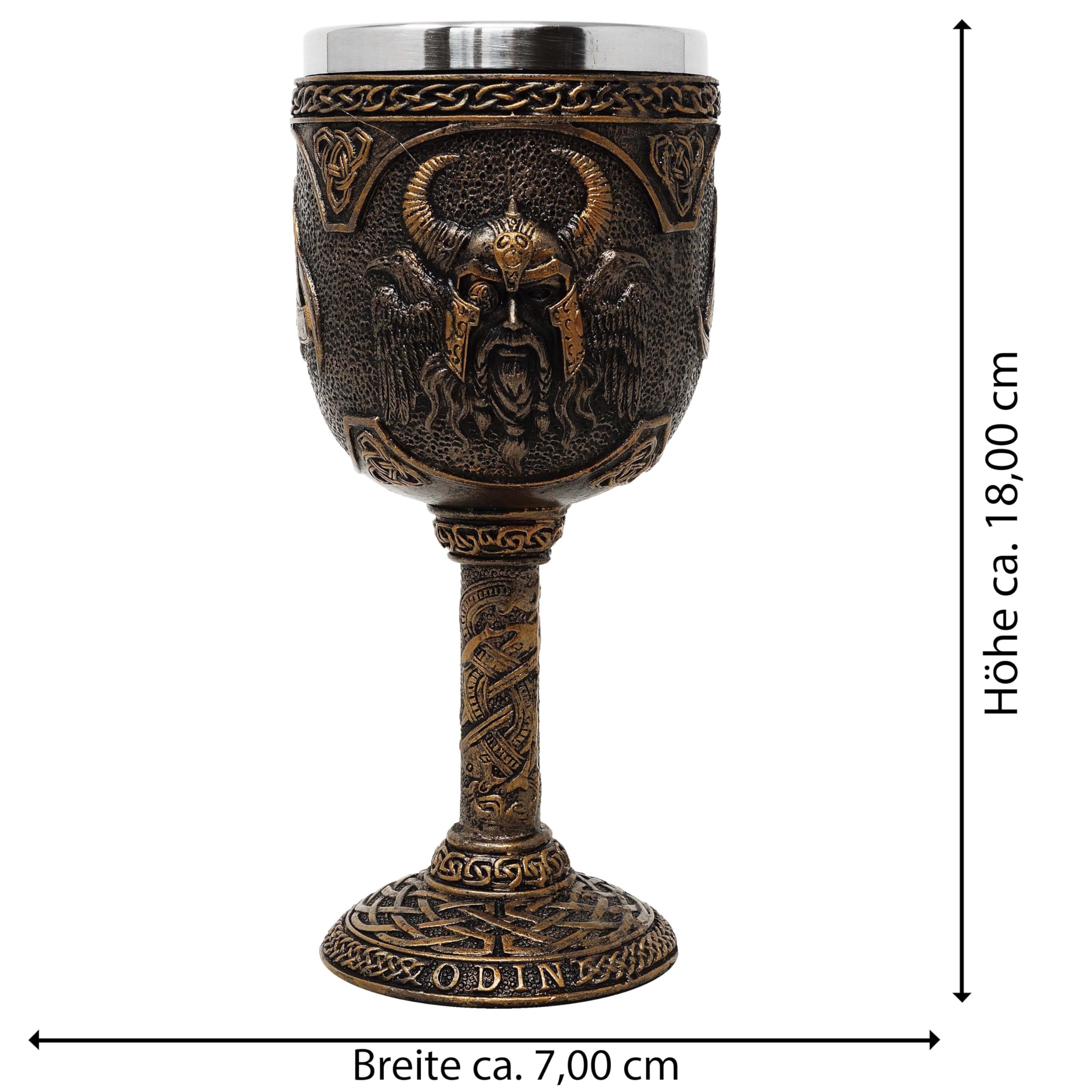 MystiCalls Geschenkset mit Krug Odin und Kelch Odin inklusive Elixierflasche Wikingertrank Mehrfruchtwein - Viking, Geschenk, Met