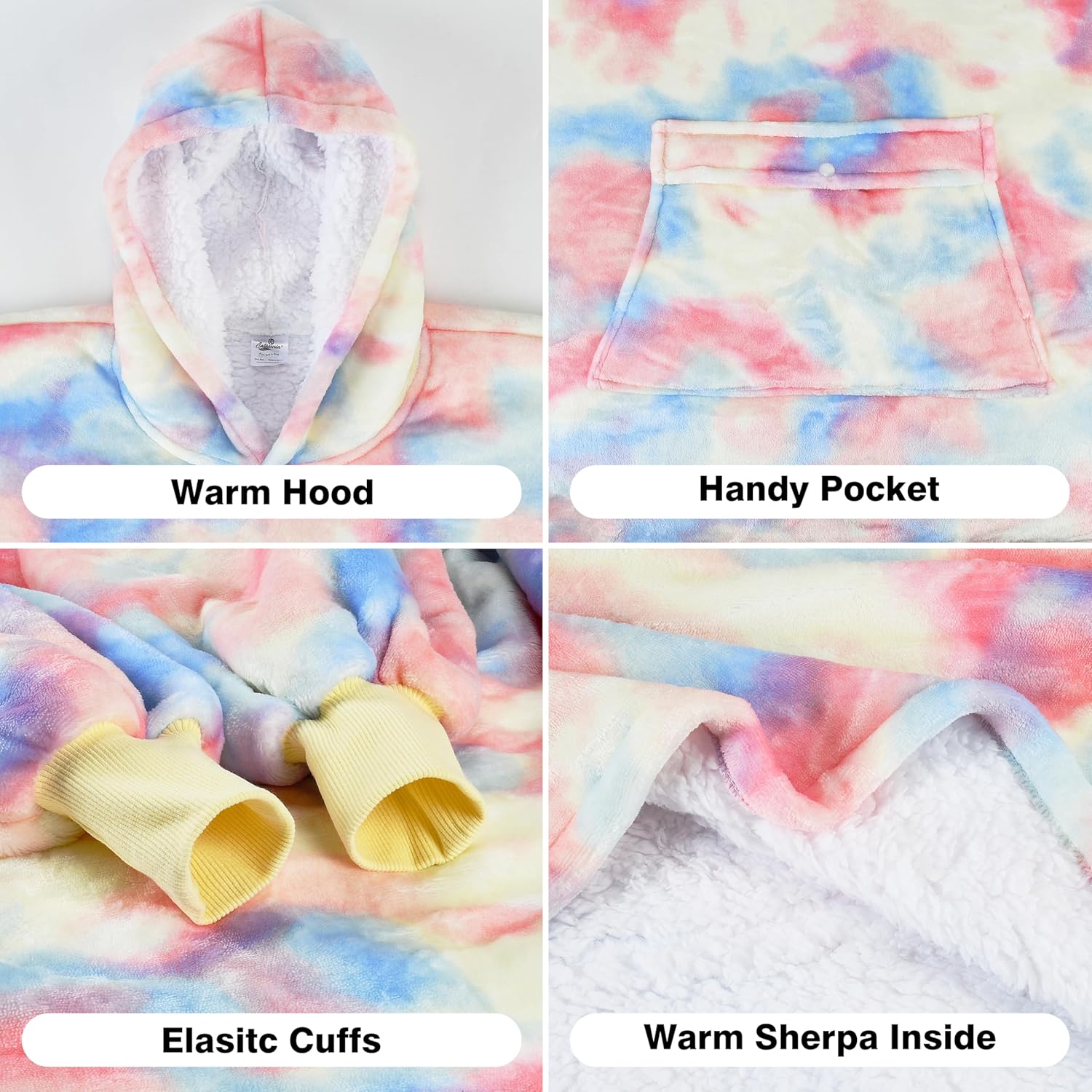 Catalonia Blanket Hoodie for Kids, Oversized Wearable Sherpa Sweatshirt Pullover for Teens Youth, Gift Idea - Image 3