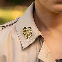 Vista 4 de EL ORIGINAL - Pin de Solapa Monstera Deliciosa Thai Constellation Variegada, Albo Variegata, Regalos de Plantas, Pin de Hoja de Planta Esmaltada