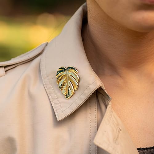 Miniatura 4 de EL ORIGINAL - Pin de Solapa Monstera Deliciosa Thai Constellation Variegada, Albo Variegata, Regalos de Plantas, Pin de Hoja de Planta Esmaltada