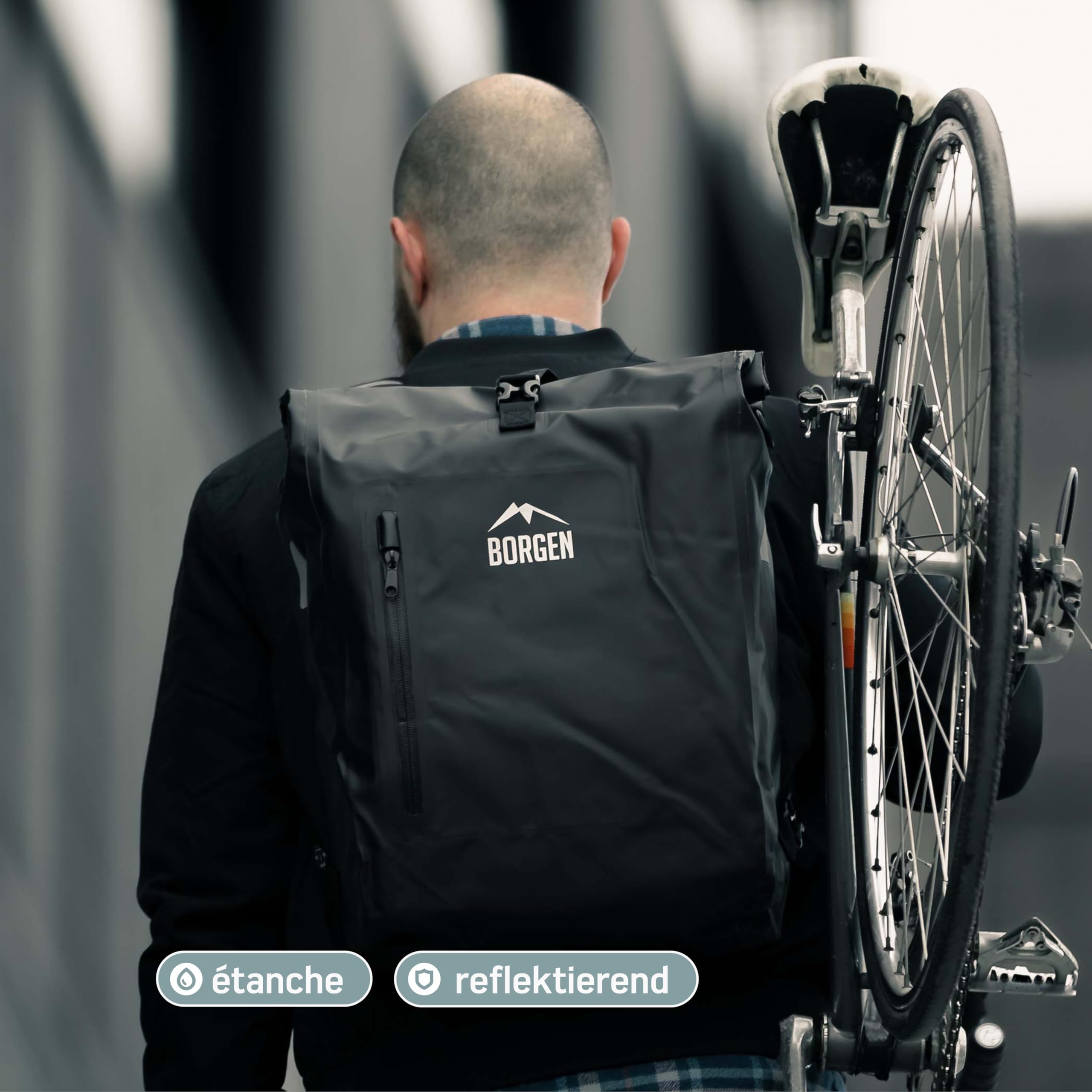 Sacoche de vélo Borgen pour Porte-Bagages I 25 L - 100% imperméable - Poignée et bandoulière - Sacoches arrière de vélo, sacoches de vélo pour Porte-Bagages, Sacoche pour Porte-Bagages