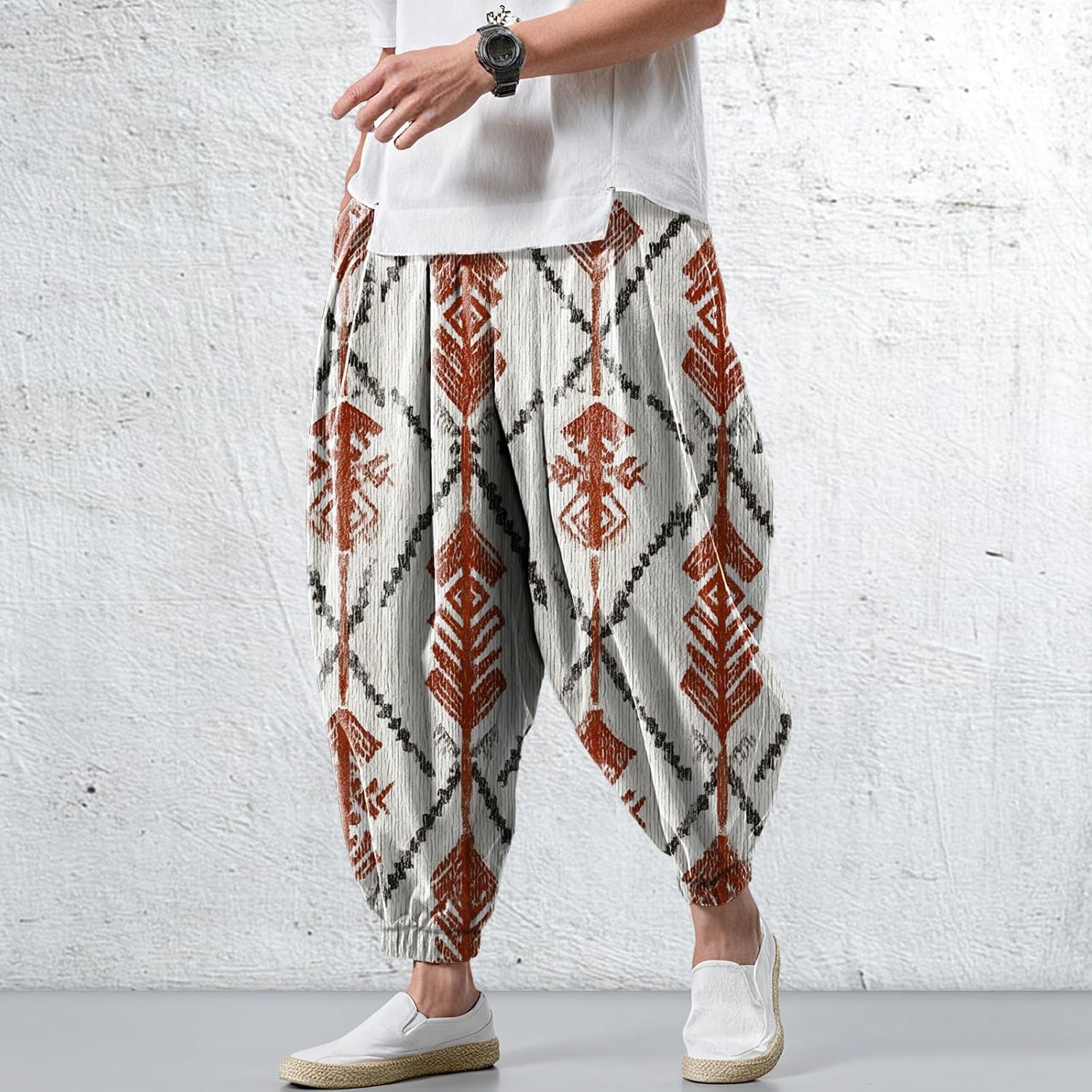 MARSVOVO Harem Pants for Mens Fashion Trousers Loose Elastic Waist Drawstring Belted Casual with Pockets Japanese Style - Image 2