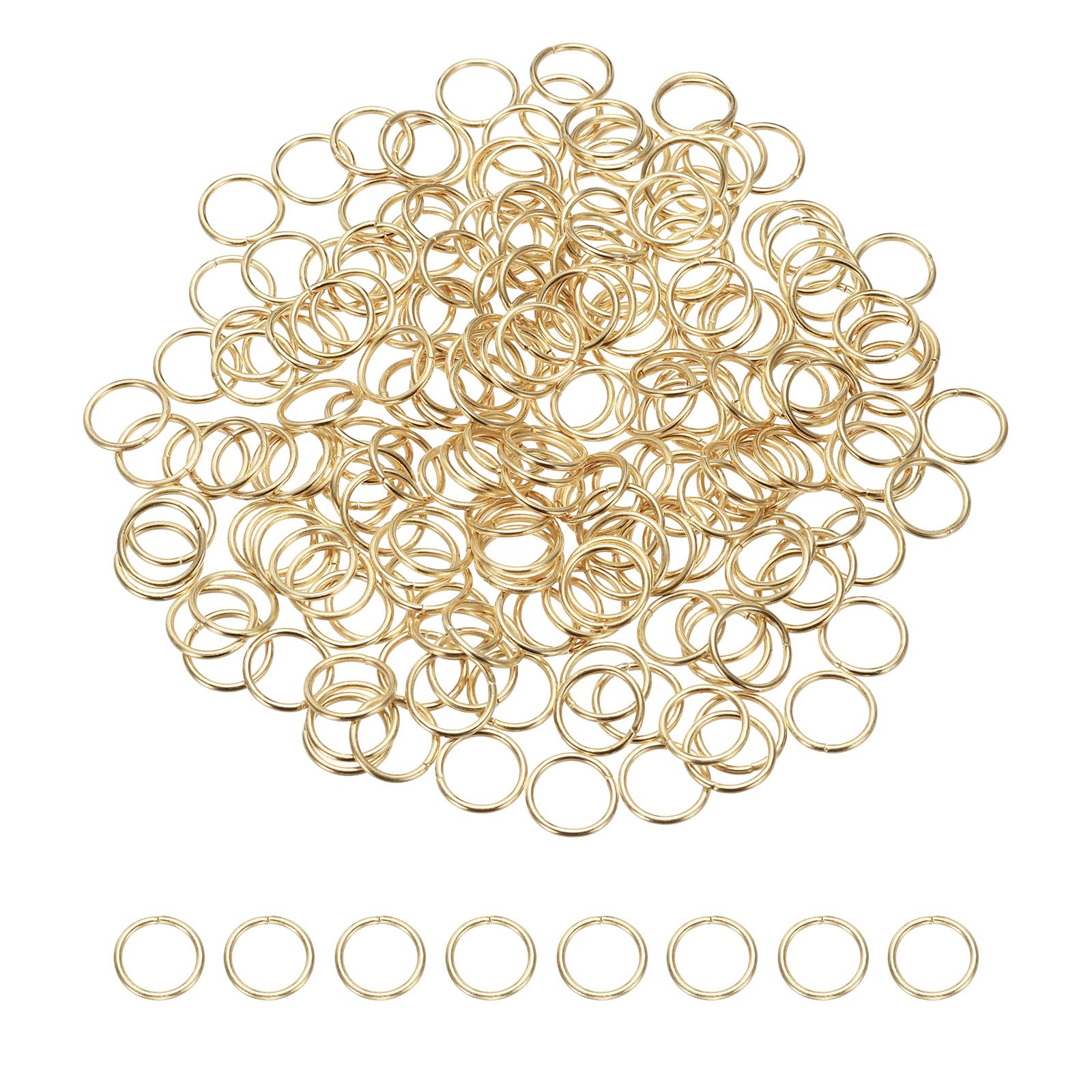 sourcing map 200 Pcs Open Jump Rings, 12mm Split Metal O Ring 1.2mm Thick Keychains Connector Ring for Jewelry Making DIY Necklaces Bracelet Earrings Craft Making, K Gold โ image 1
