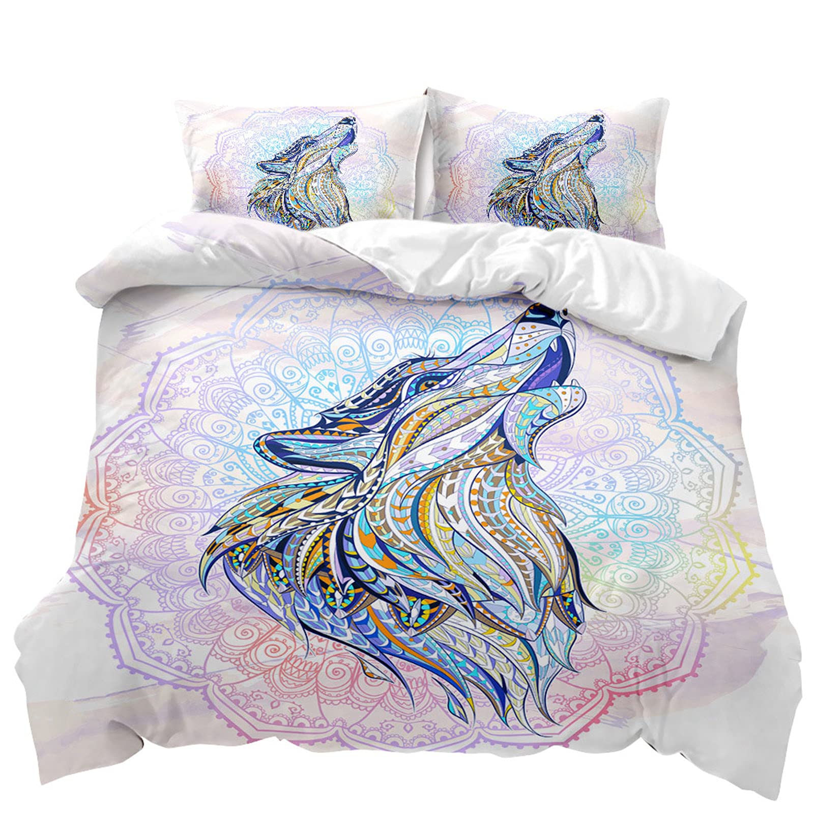 Housse de couette lit simple et double avec taies d'oreiller microfibre à motif animal 3D