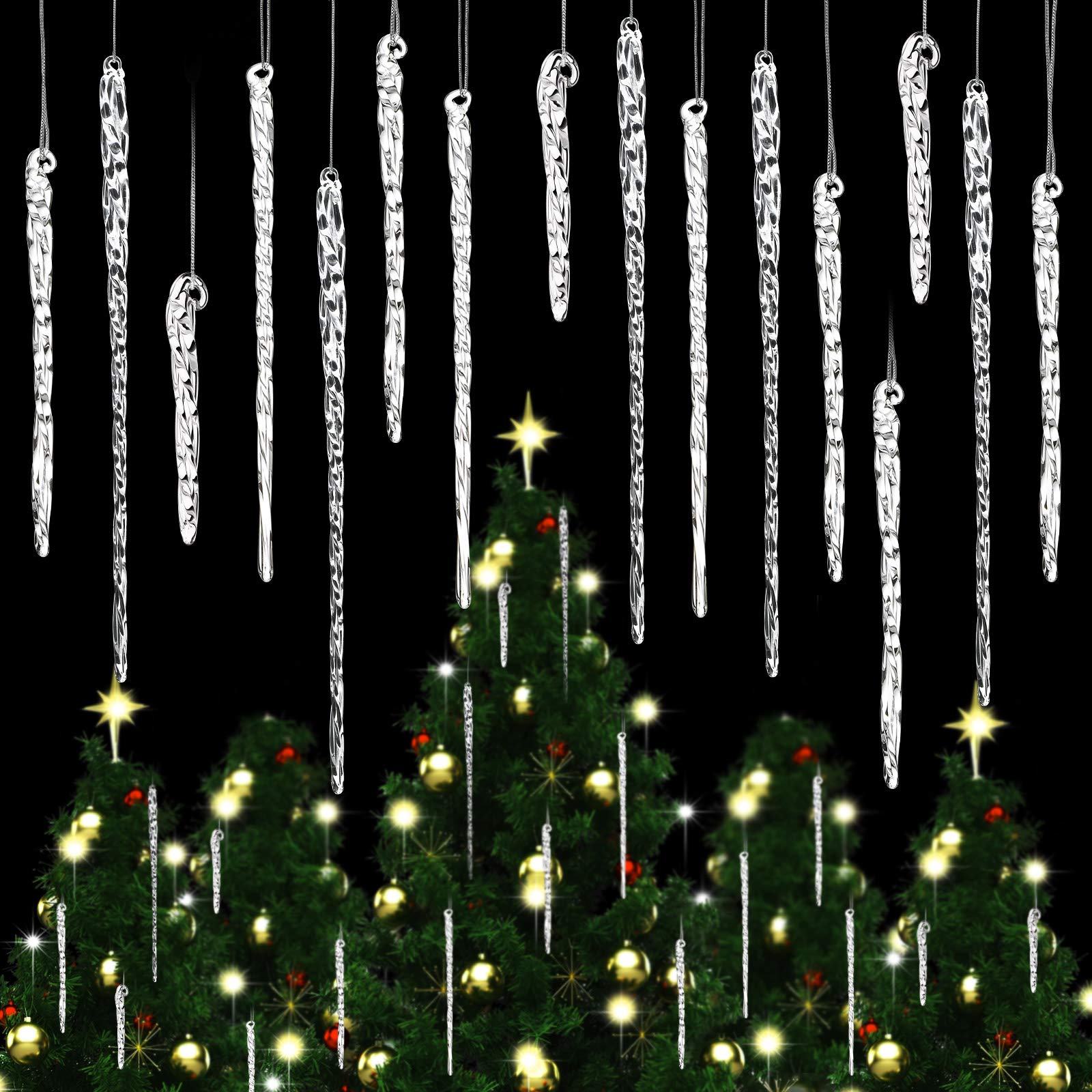 VALICLUD 10 Stück Glas-Eiszapfen Weihnachtsdeko - Kristallklare Hängeornamente Für Tannenbaum