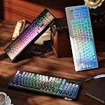 ZIYOU LANG K100 Wireless Gaming Keyboard,99 Keys Tri-Mode BT/2.4GHz/USB-C Creamy Color Keyboard with Number Pad RGB,Media Knob Custom Programmable Computer Keyboards for PC/Mac/Xbox (Black)