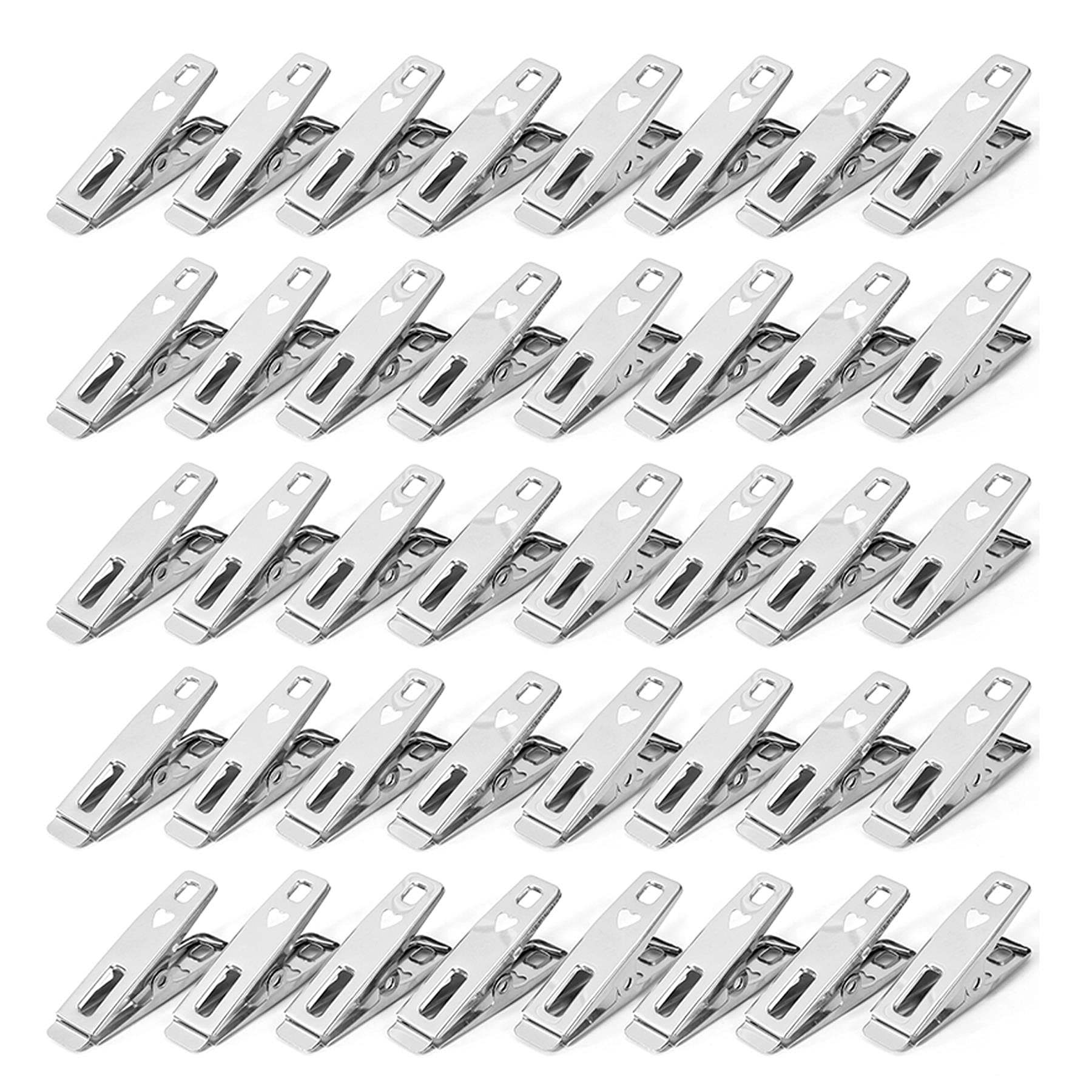 Vinsani ® Laundry Clothes Pegs Stainless Steel Spring-Loaded Metal Clip Strong Grip and Windproof Laundry Pegs Quality Non-Slip Clothes Pins for Home and Garden 2 Packs of 20