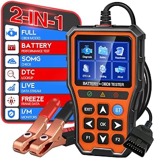 2-in-1 PRO OBD2 Scanner Diagnostic Tool, Car Code Reader with Battery Tester, Check Engine Code Reader with Reset OBDII, Real-Time Date, DTC Lookup, Scan Tool for All OBDII Protocol Cars Since 1996