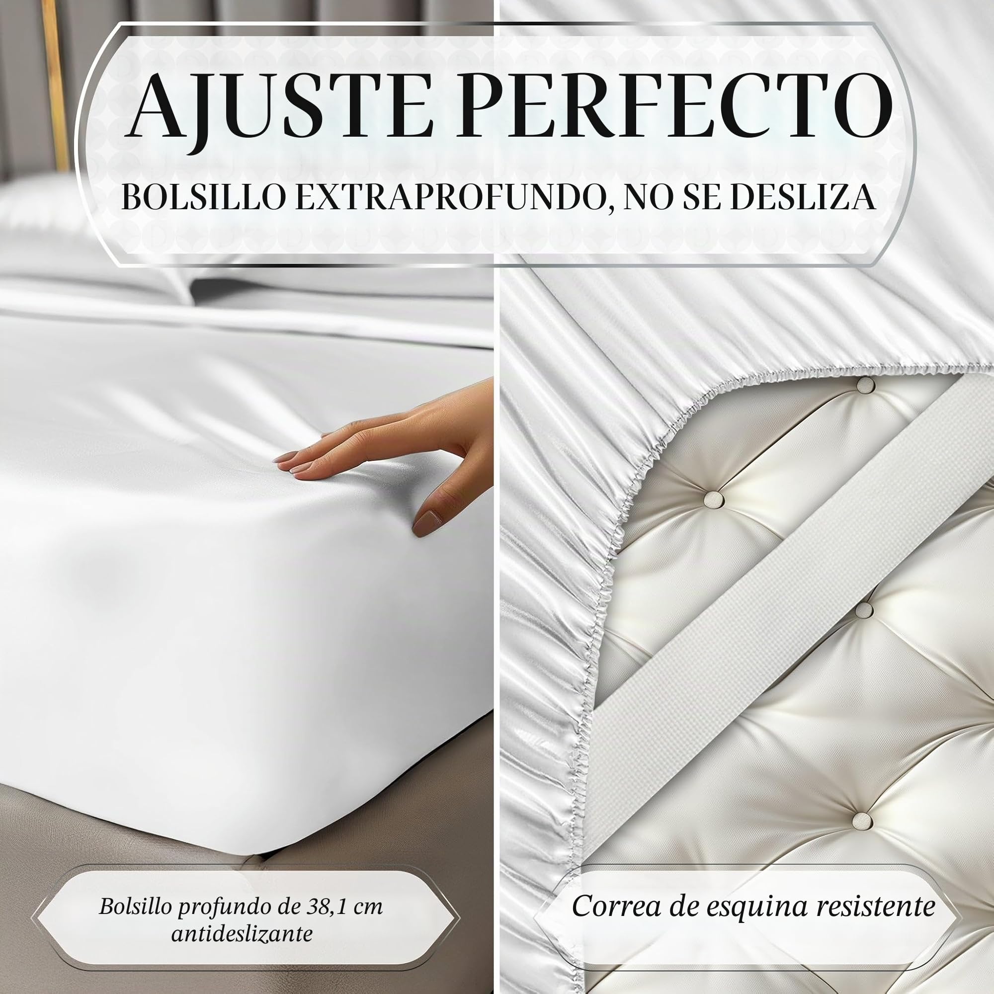 DECOLURE Juego de sábanas de satén tamaño Queen, 4 Piezas, sábanas de satén sedosas y lujosamente Suaves con Bolsillo Profundo de 15 Pulgadas, similares a Las sábanas de Seda, Doble Costura, sin