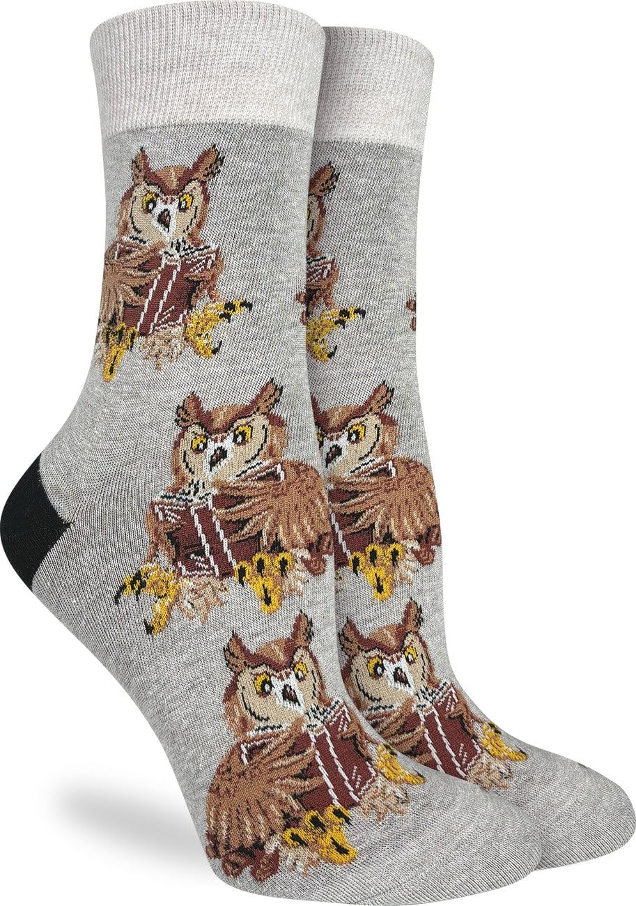 Good Luck Sock Men's Bigfoot, Sasquatch, Abominable Snowman & Yeti Socks, Adult, Book Owl, Womens, Small