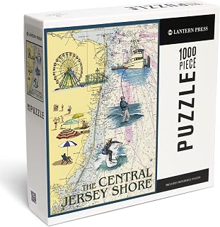 Central Jersey Shore, Nautical Chart (1000 Piece Puzzle, Challenging Jigsaw Puzzle for Adults, Made in USA)