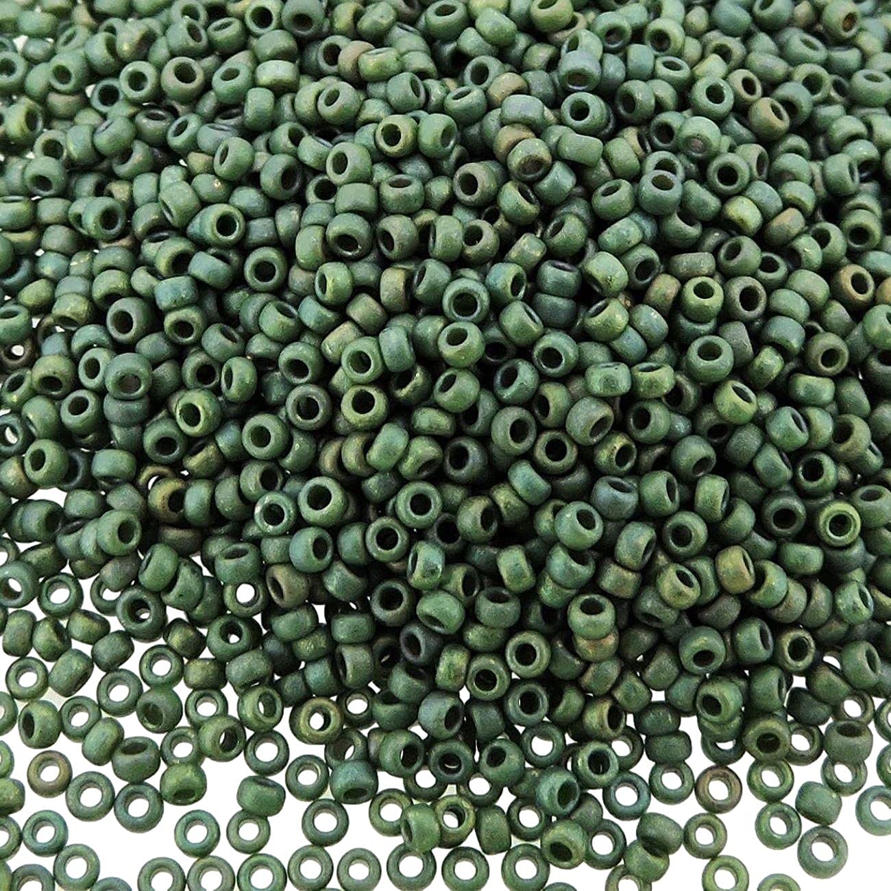 Matte Metallic Sage Luster 15/0 Round Miyuki Seed Beads Apx 8.2g Tube