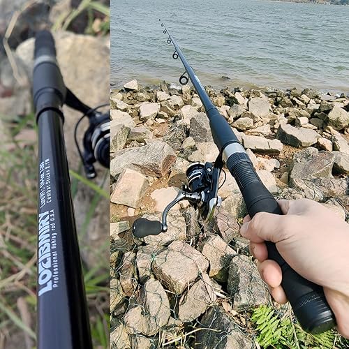 Miniatura 3 de Combos de carrete de caña de pescar, 2 cañas de pescar plegables de 6.9 ft6.89 pies + 2 carretes giratorios + líneas de pesca, bolsa transportadora