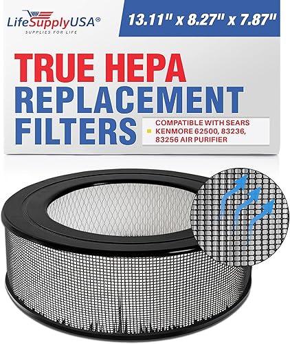 LifeSupplyUSA Repuesto de filtro HEPA verdadero compatible con purificador de aire Sears Kenmore 62500, 83236, 83256