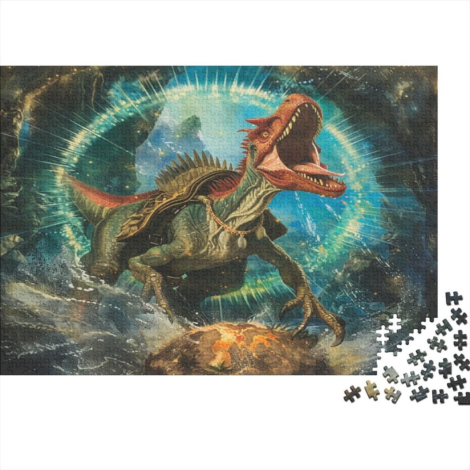 Puzzle Da 1000 Pezzi Con Dinosauro, 38x26 Cm, Divertente E Rilassante Per Adulti E Ragazzi