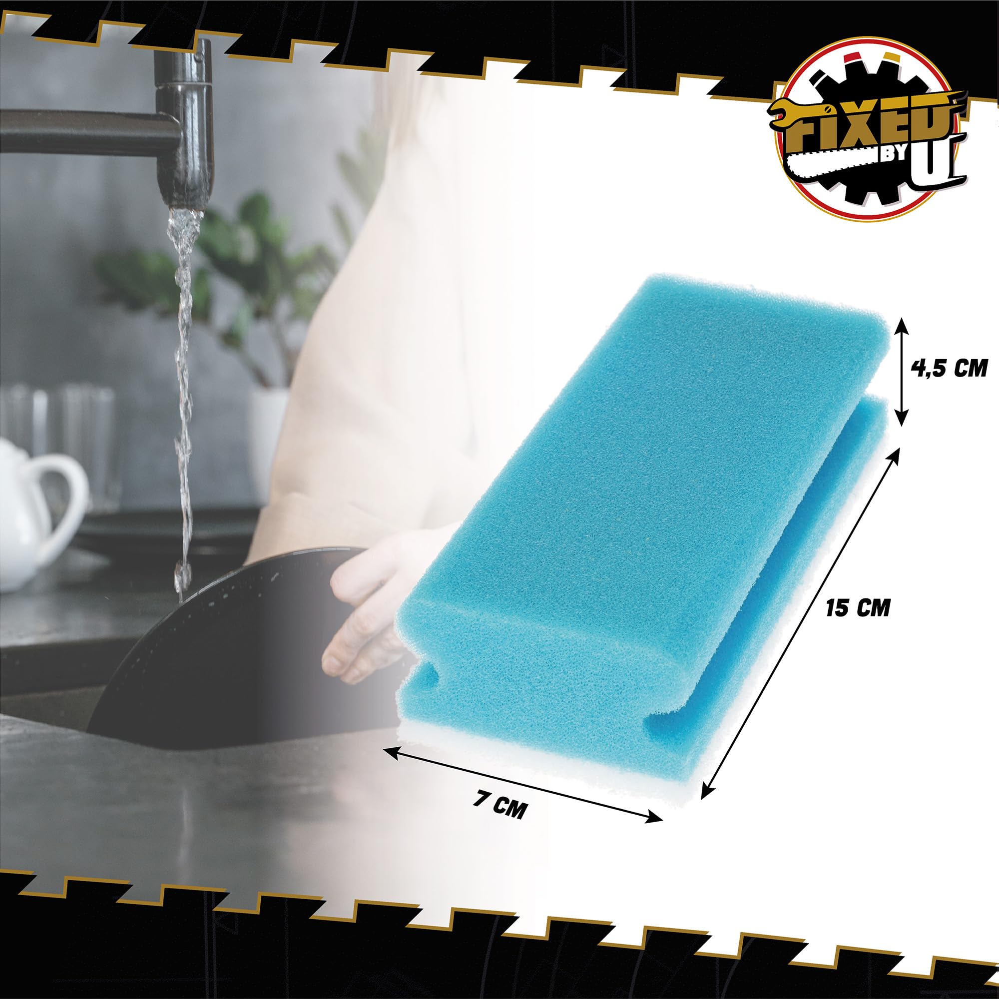 FixedByU Esponja de limpieza XL de viscosa sin arañazos con suave fieltro, sin abrasivos, esponja grande: 15 x 7 x 4,5 cm, para cocina, apartamento, baño, WC 40 x (10 x 4 colores)