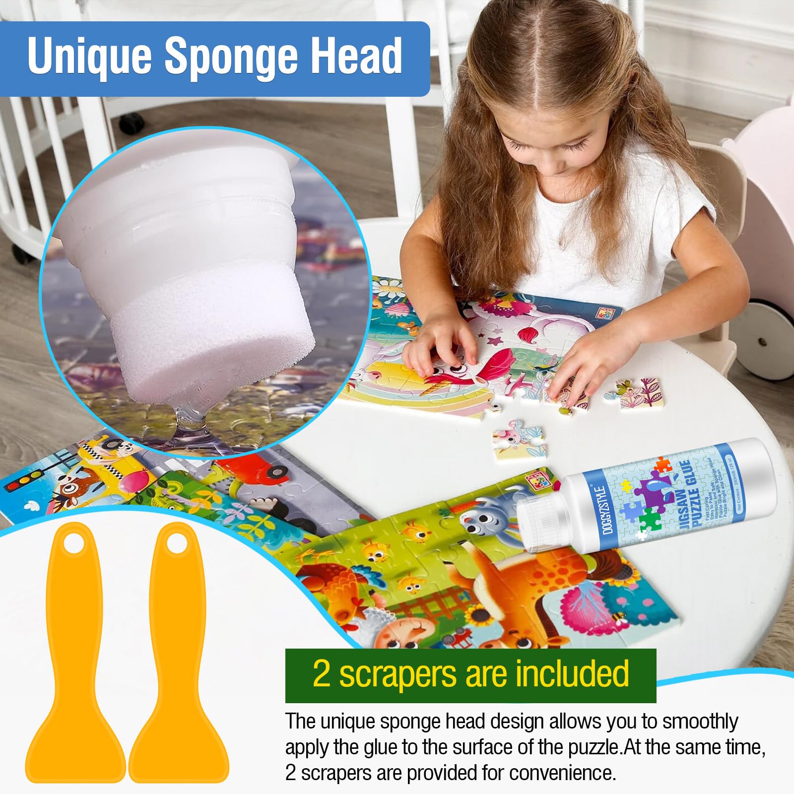 240ML Pegamento Para Rompecabezas Actualizado Con Aplicador,Pegamento Transparente Soluble En Agua Para Rompecabezas Especial Para Manualidades,No Tóxico Y De Secado Rápido,240ML Puzzle Glue