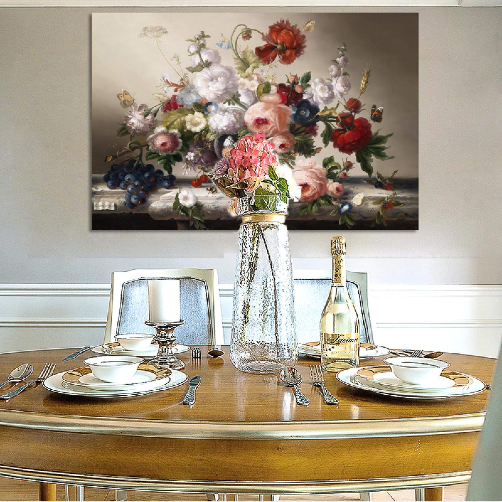Quadro Su Tela Donna Vittoriana Con Fiori – Poster D'Arte Vintage Per Decorazione Cucina E Sala Da Pranzo 20x30
