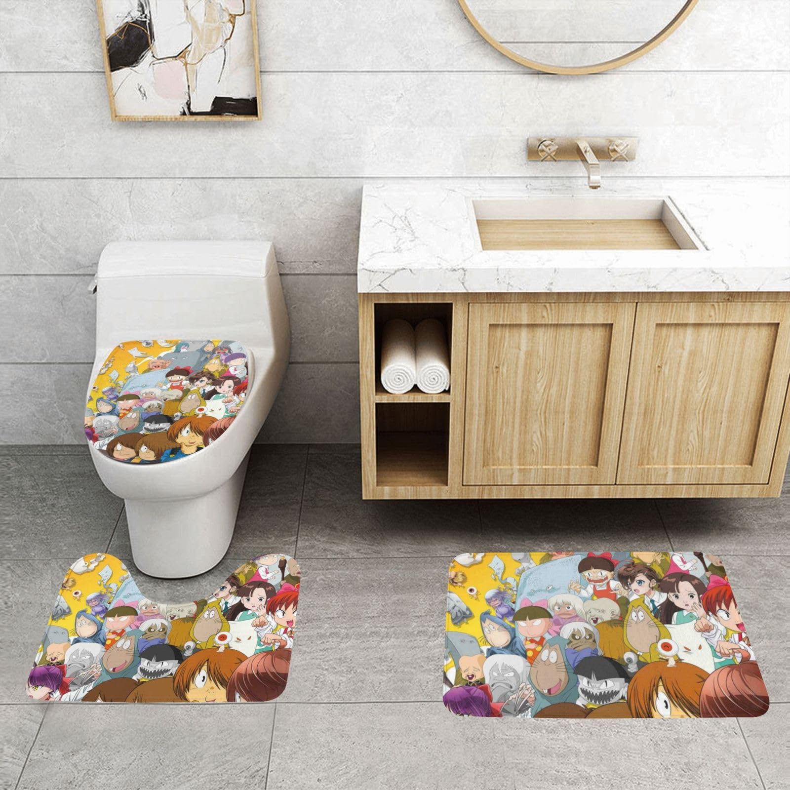 Amazon｜トイレマットゲゲゲの鬼太郎3 トイレ3点セットフタカバー