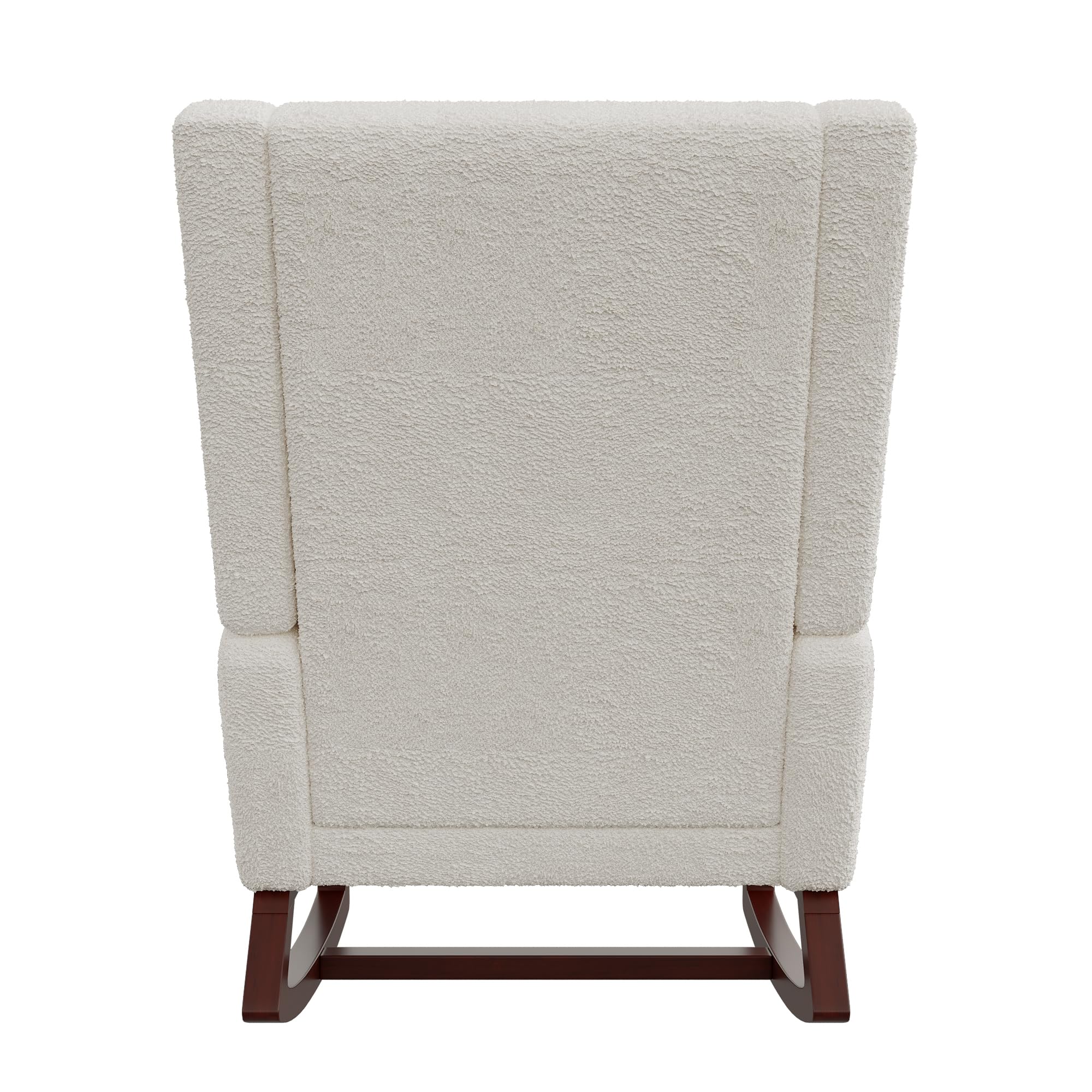 Poltrona a dondolo con poggiapiedi, sedia allattamento con cuscino lombare e 2 tasche laterali, poltrona da allattamento con gambe in legno massello, per soggiorno, camera da letto, beige