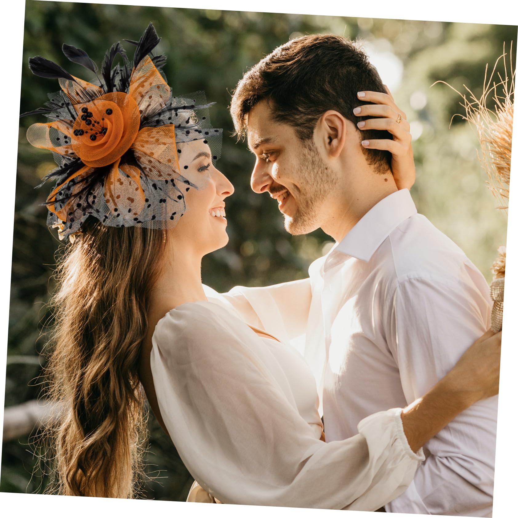 Healvian 3 pezzi Cerchietto Tulle Resistente e Multifunzione Accessorio Sposa per Matrimonio Compleanni e Cerimonie Design e Chic e Arancione