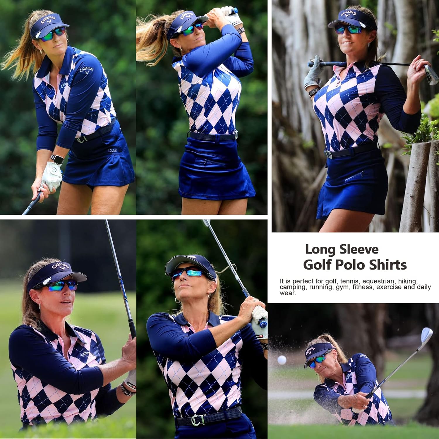 Soneven Women's Long Sleeve Golf Polo Shirts Moisture Wicking Quick Dry Half-Zip Pullover Athletic Workout Striped Tops - Image 4