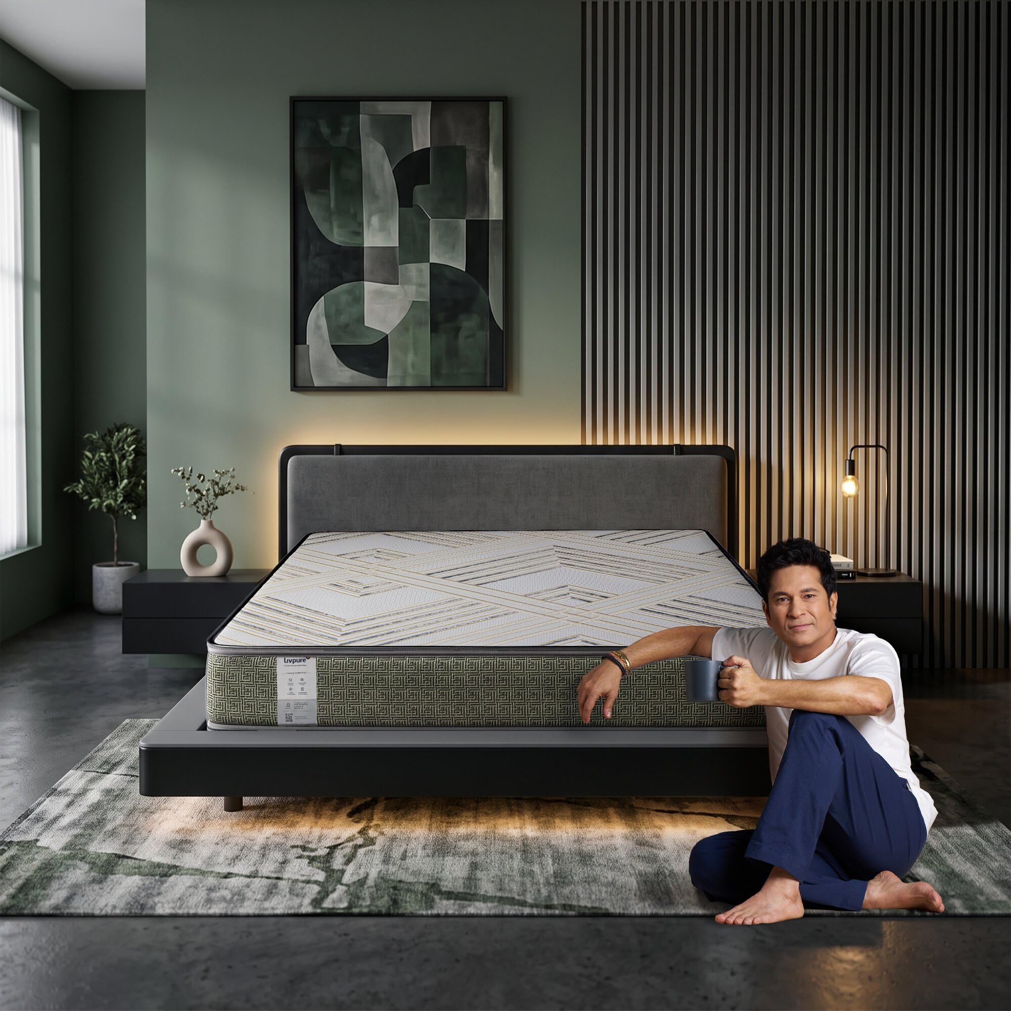 Livpure Smart Regal Latex Ortho Mattress|8 Inch|Double Size Bed 75x48x8 | Charcoal Foam | Medium Firm|5 Zone HR Foam Advanced Cooling| Luxury Serene Fabric | 10 Years Warranty|Orthopedic Back Support