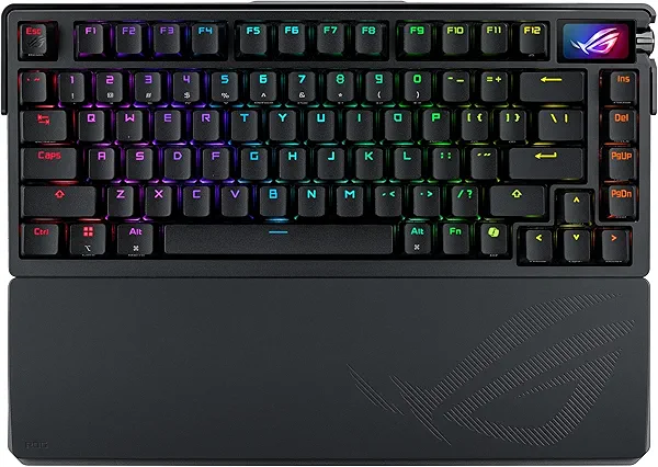 ASUS ROG Azoth Extreme Wireless Mechanical Gaming Keyboard – 75% TKL, ROG NX Snow Linear Switches, PBT Keycaps, Aluminum Chassis, Carbon Fiber, Gasket Mount, Color OLED Screen, PC/Mac Support - Black