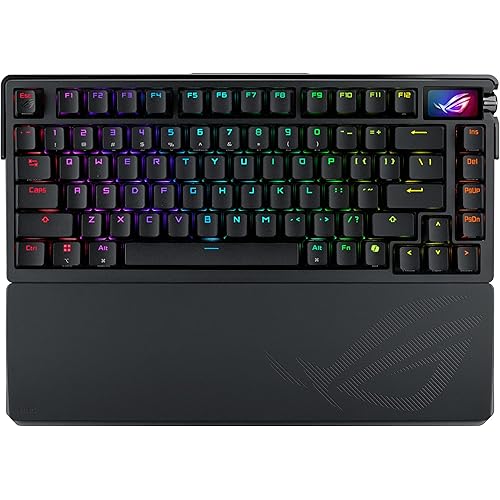 ROG Azoth Extreme 75 Custom Gaming Keyboard, Aluminum Chassis, Carbon Fiber Positioning Plate, Adjustable Gasket Mount, Three-Layer Dampening, Color OLED Touchscreen, ROG NX Snow Switches, PBT Keycaps