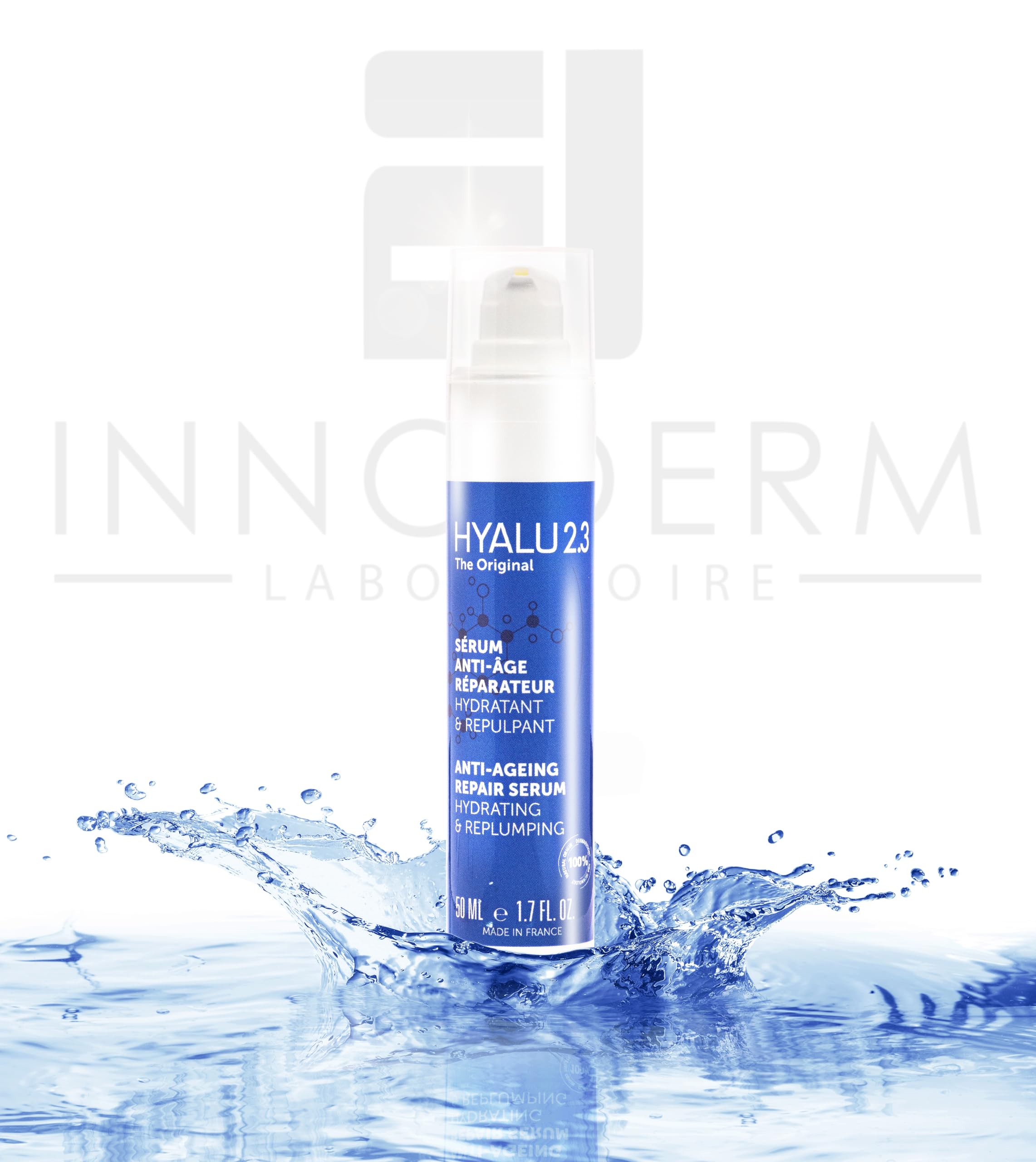 Hyalu 2.3 Repair Anti-Aging Serum feuchtigkeitsspendend & auffüllend | Hydratisierungs-Booster | Anti-Falten & Straffend | Patentierter Komplex (Hyaluronsäure + AHA+Glycerin) | 100% natürlich
