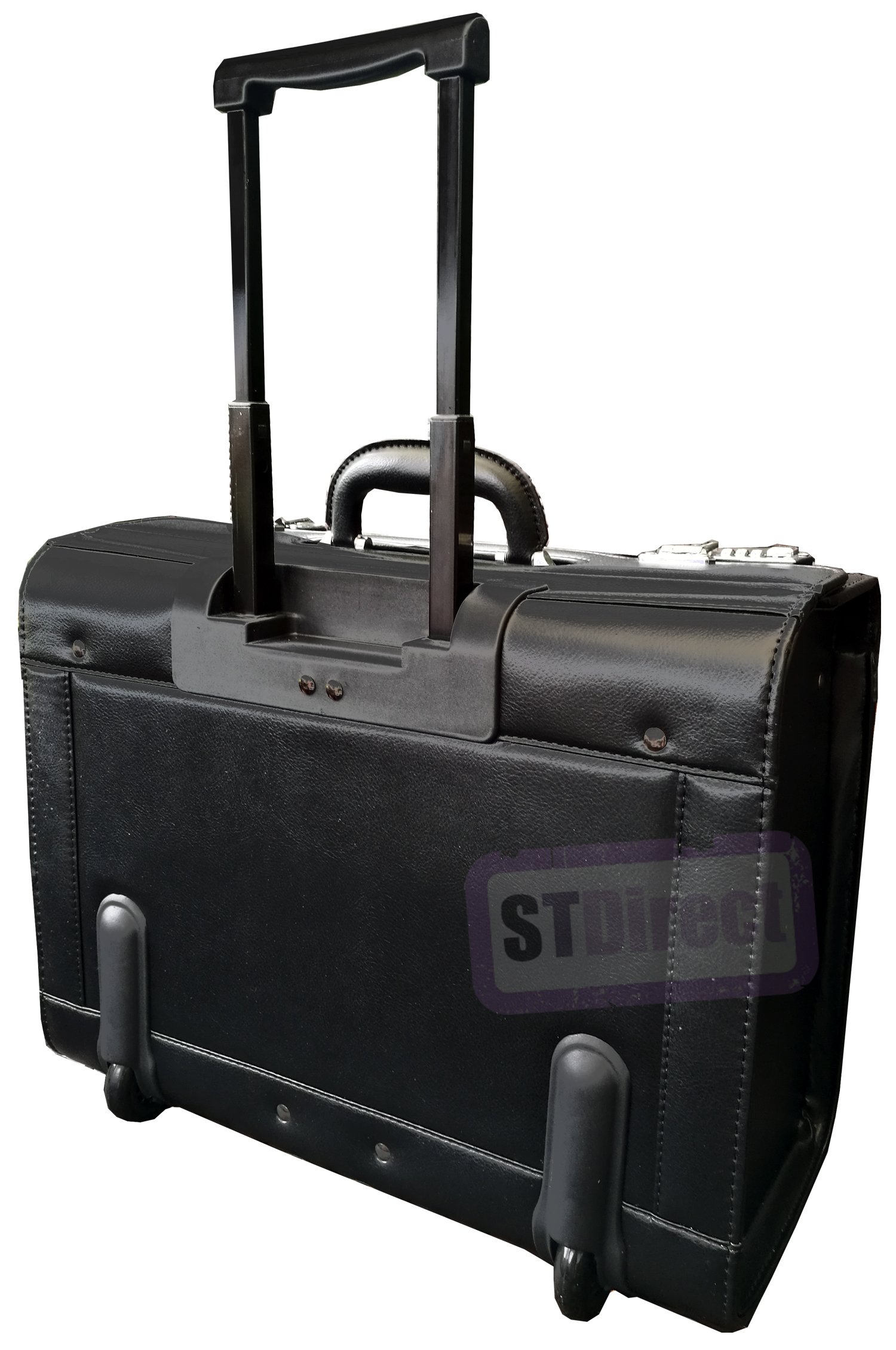 Deluxe Faux Leather Wheeled Business Pilot Trolley Case on Wheels Briefcase Cabin Bag Buy