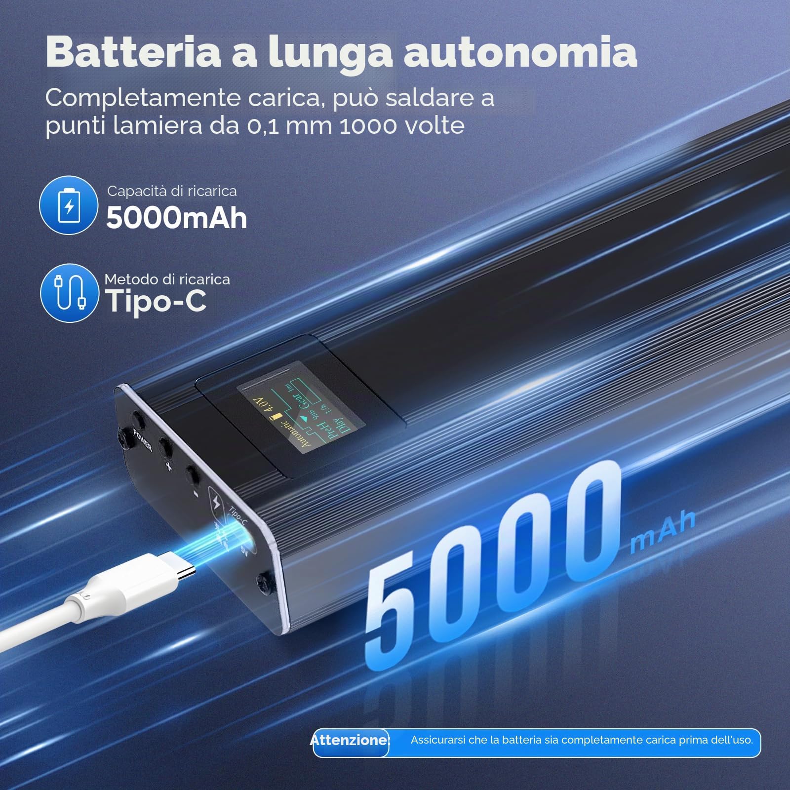 Saldatrice a Punti per Batterie,Mini Saldatore a Punti Portatile 80 Marce, 2 in 1odalità Automatica e Manuale Spot Welder per Lamiere di Nichel 0,1-0,2 mm, Ferro, Acciaio Inossidabile