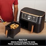 Ninja Foodi Max Dual Zone Friggitrice ad Aria, 2 Cestelli Antiaderenti, 9.5L, 6 in 1, Massima Croccantezza, Senza Olio, Cottura Arrosto, al Forno, Essicazione, 8 Porzioni, Rame/Nero, AF400EUCP - 6