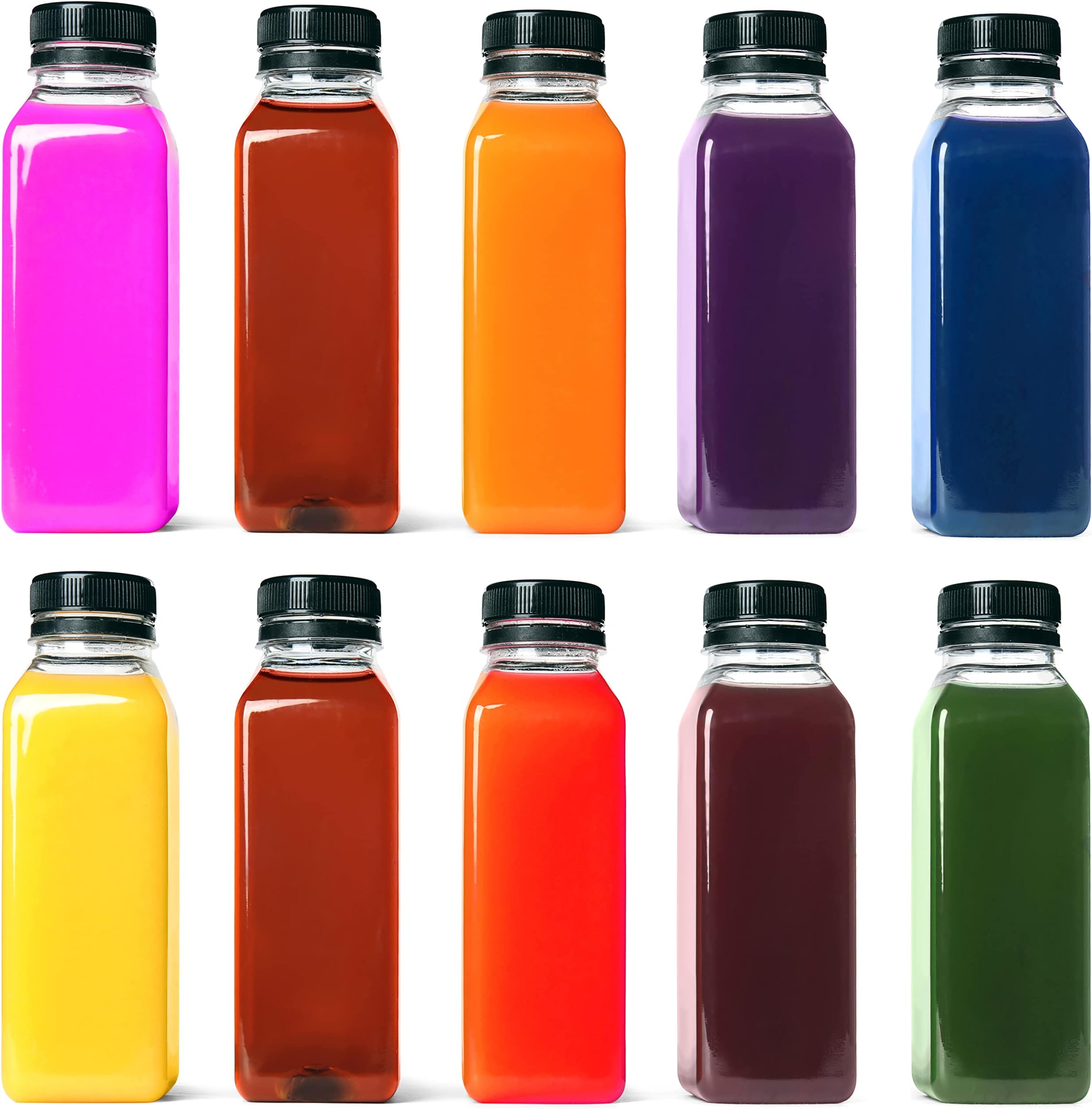 HYFY [10 PCS] 500ml Plastic Juice Bottles 16oz Clear Plastic Bottles With Caps Milk Bottle Water Bottles For Kids Empty Bottle Zamzam Water Gym Water Bottle Reusable Plastic Juice Bottle Leak Proof