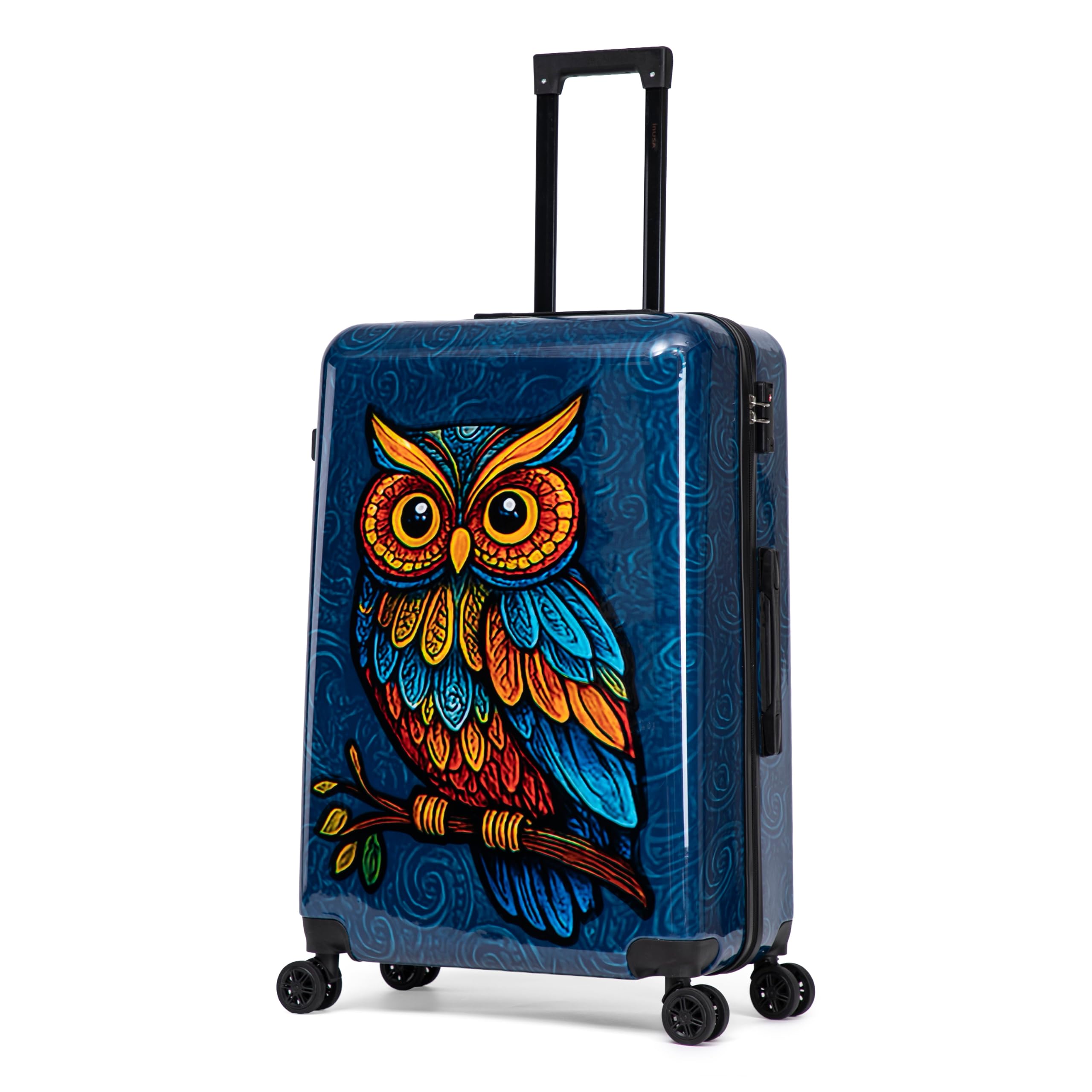 InUSA Owl Print 28-Inch Hardside Spinner Luggage Lightweight &amp; TSA Lock