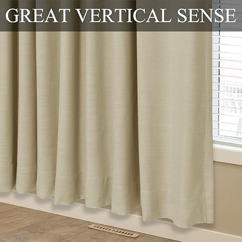 Miniatura 9 de Fcosie Cortinas de lino sólido con respaldo 100% opaco, cortinas opacas extra anchas, cortinas con aislamiento térmico para guardería, adolescentes,